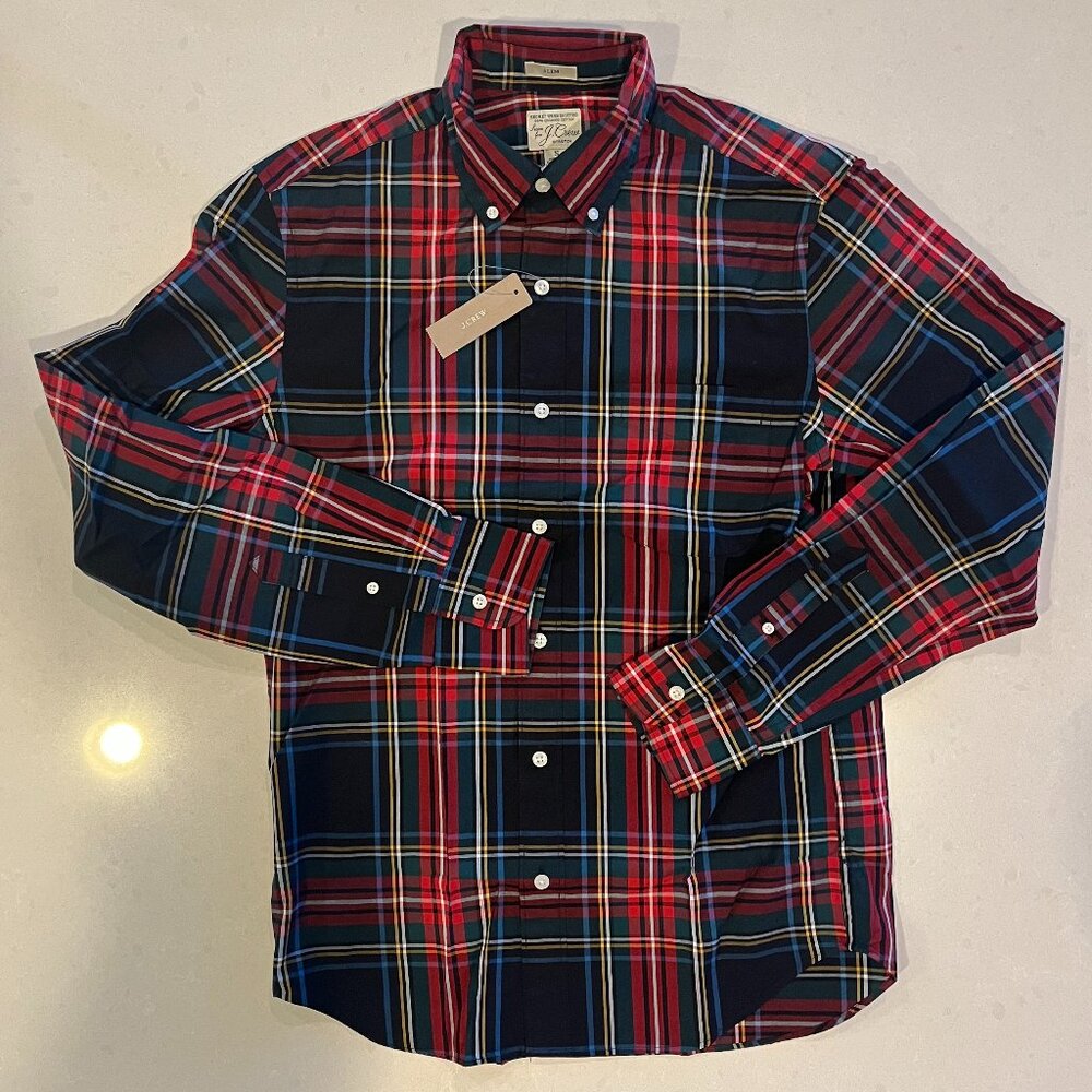 J. Crew Mens Size Small Slim Stretch Tartan Plaid Shirt- Worn Once.